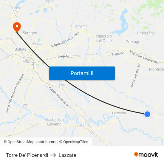 Torre De' Picenardi to Lazzate map