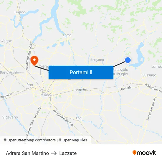 Adrara San Martino to Lazzate map