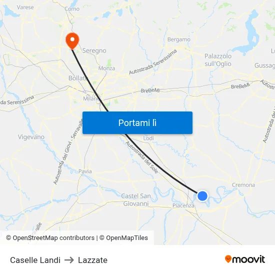 Caselle Landi to Lazzate map