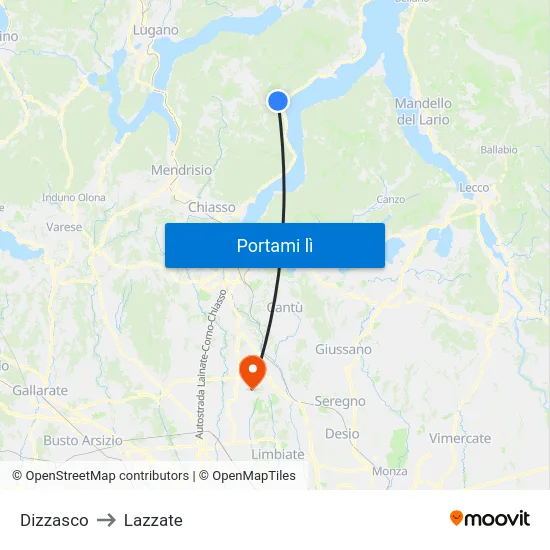 Dizzasco to Lazzate map