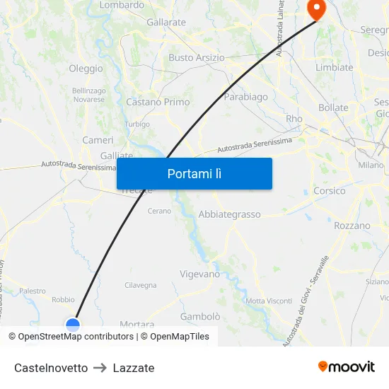 Castelnovetto to Lazzate map