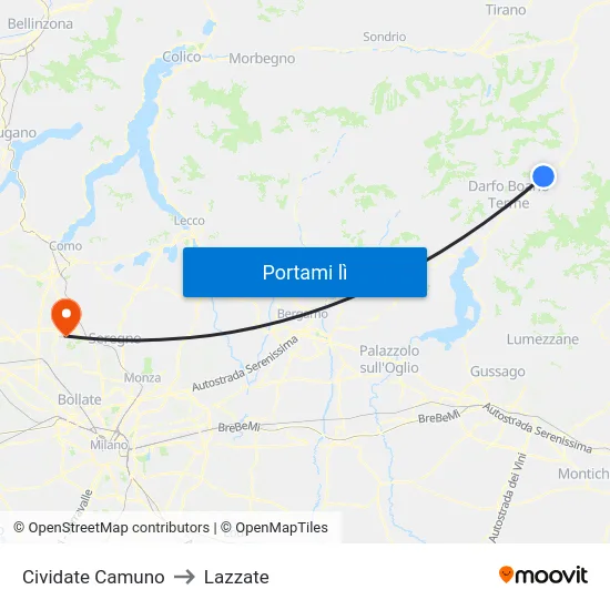 Cividate Camuno to Lazzate map