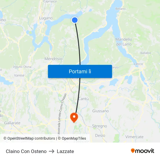 Claino Con Osteno to Lazzate map