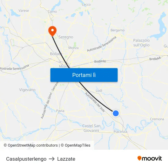 Casalpusterlengo to Lazzate map