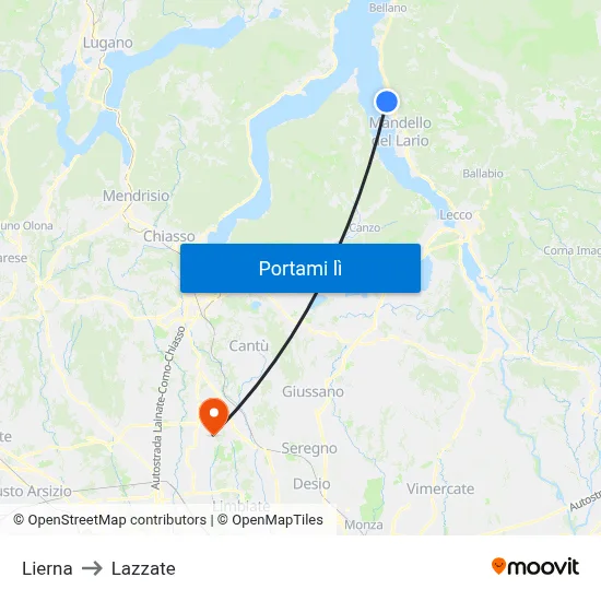 Lierna to Lazzate map