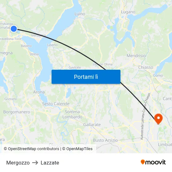 Mergozzo to Lazzate map