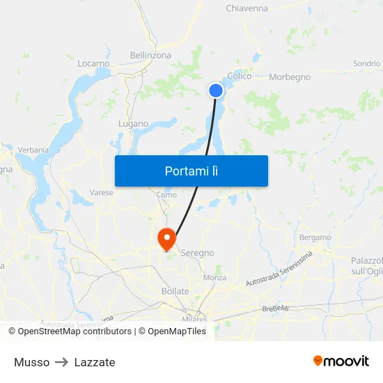 Musso to Lazzate map