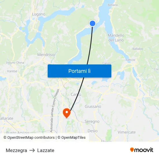 Mezzegra to Lazzate map