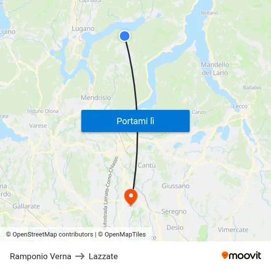 Ramponio Verna to Lazzate map