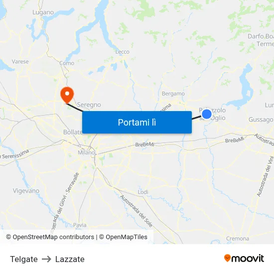 Telgate to Lazzate map
