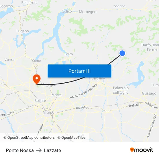 Ponte Nossa to Lazzate map