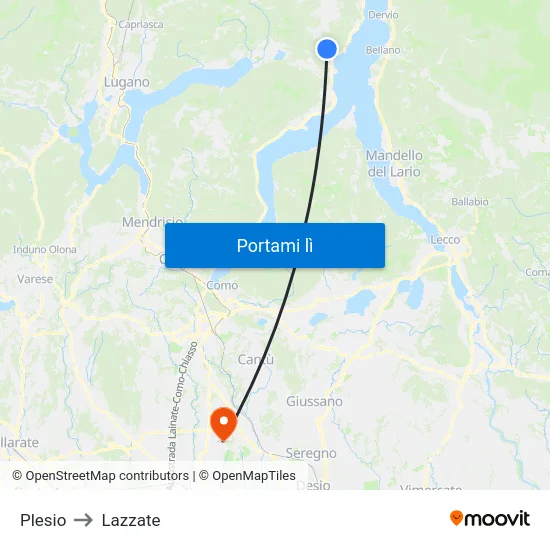 Plesio to Lazzate map