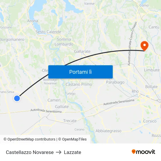 Castellazzo Novarese to Lazzate map