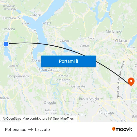 Pettenasco to Lazzate map