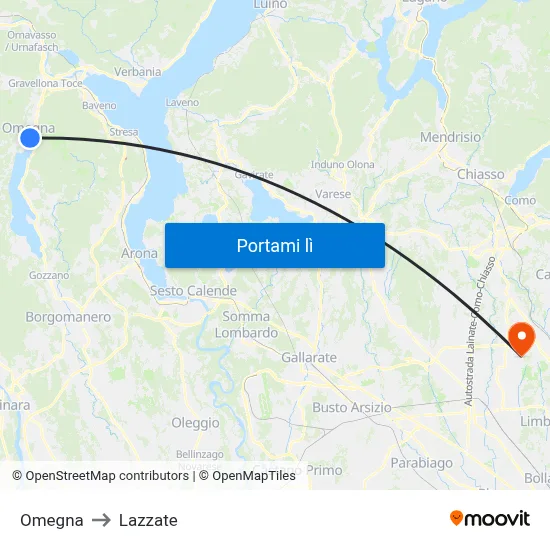 Omegna to Lazzate map