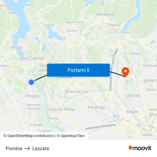 Pombia to Lazzate map