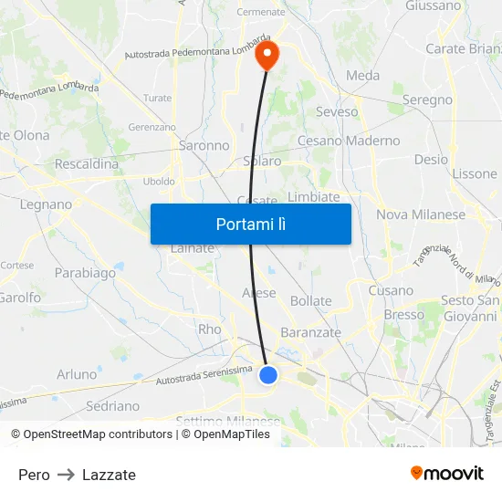 Pero to Lazzate map