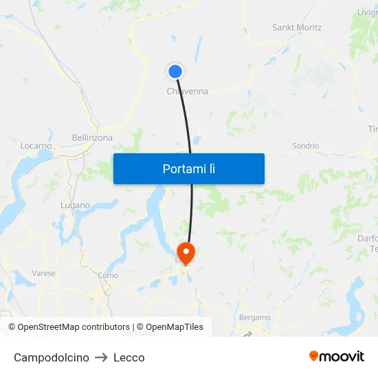 Campodolcino to Lecco map