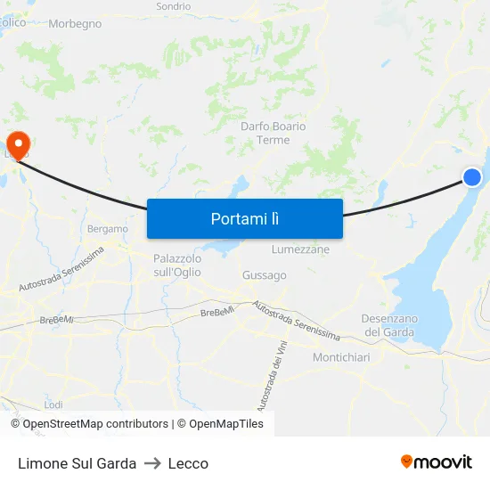 Limone Sul Garda to Lecco map