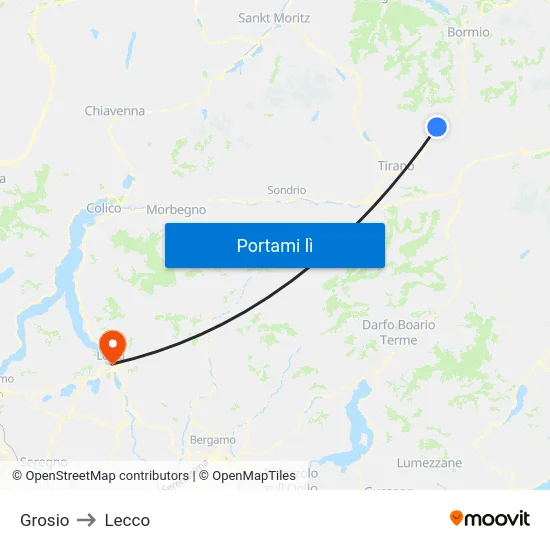 Grosio to Lecco map