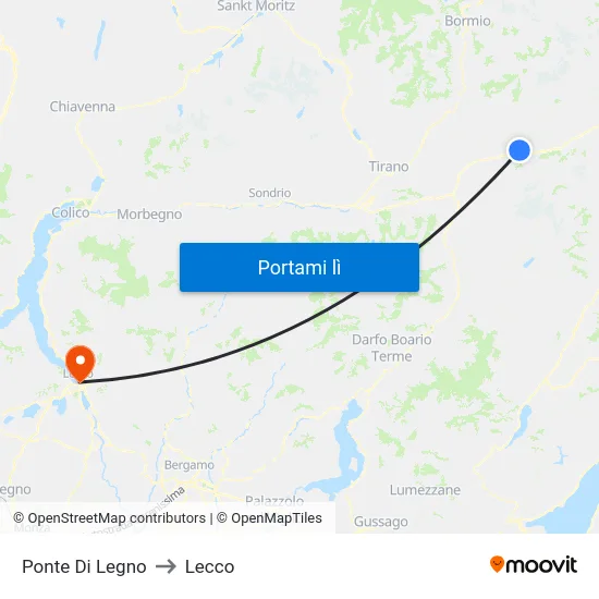 Ponte Di Legno to Lecco map