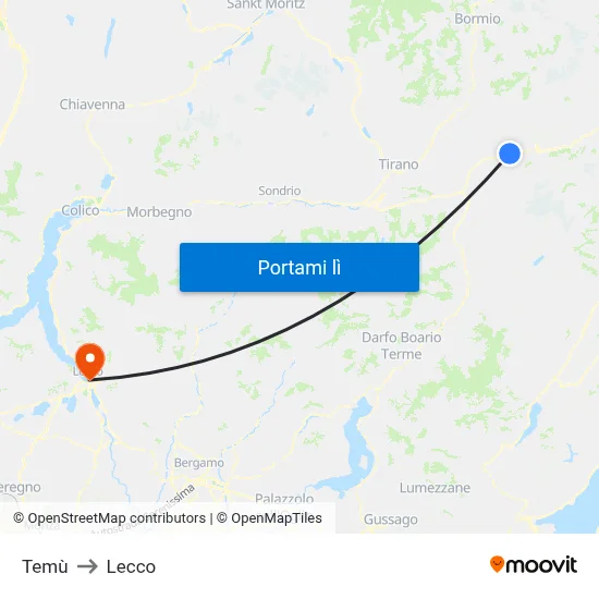 Temù to Lecco map