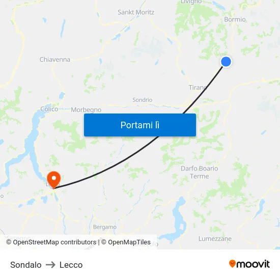 Sondalo to Lecco map