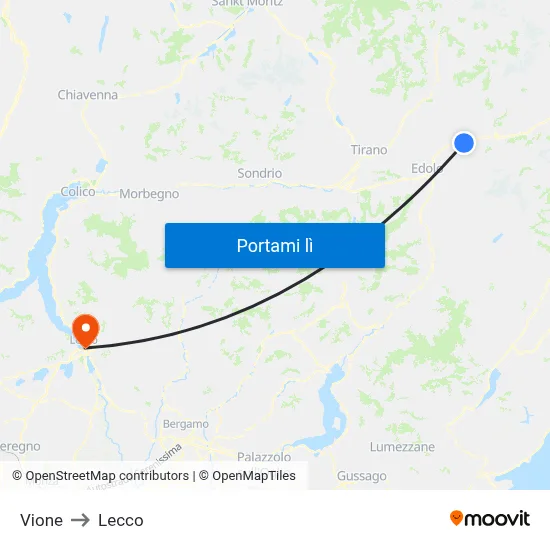 Vione to Lecco map
