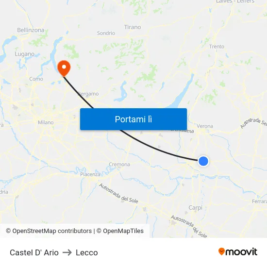 Castel D' Ario to Lecco map