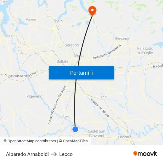 Albaredo Arnaboldi to Lecco map