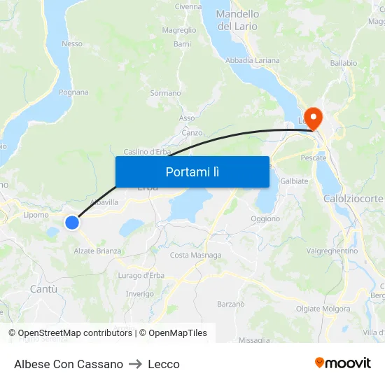 Albese Con Cassano to Lecco map