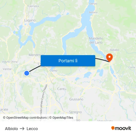 Albiolo to Lecco map