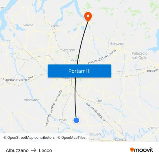 Albuzzano to Lecco map