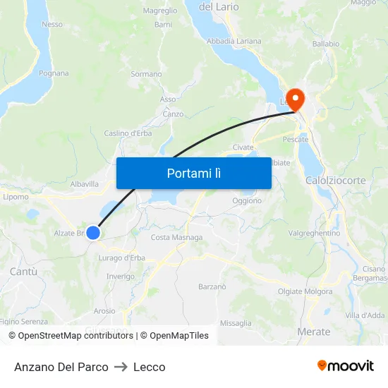 Anzano Del Parco to Lecco map