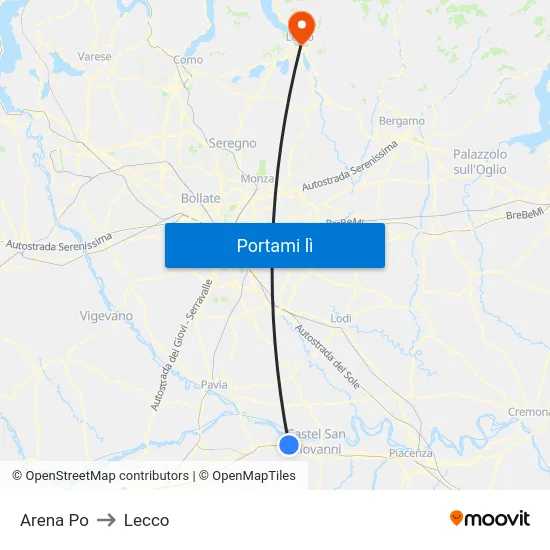 Arena Po to Lecco map