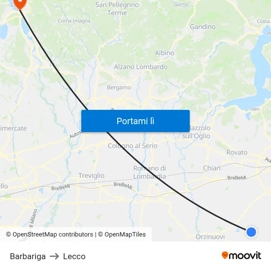 Barbariga to Lecco map