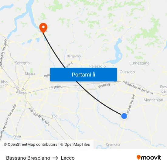 Bassano Bresciano to Lecco map
