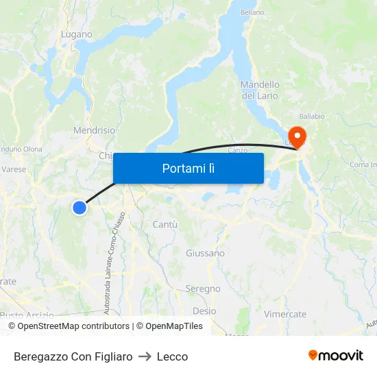 Beregazzo Con Figliaro to Lecco map