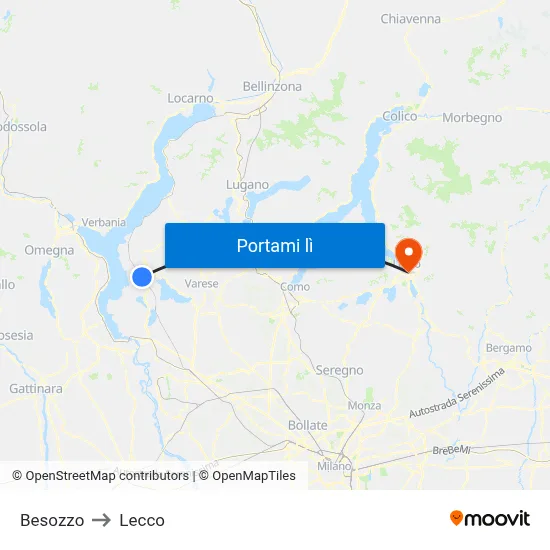 Besozzo to Lecco map