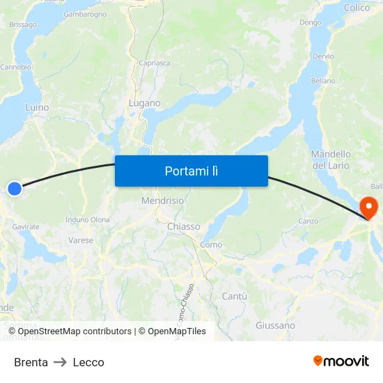 Brenta to Lecco map
