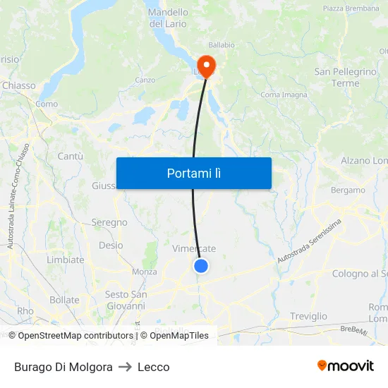 Burago Di Molgora to Lecco map