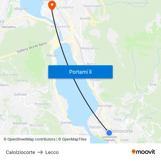Calolziocorte to Lecco map