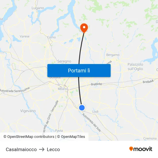 Casalmaiocco to Lecco map