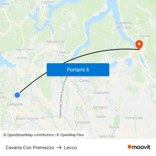 Cavaria Con Premezzo to Lecco map