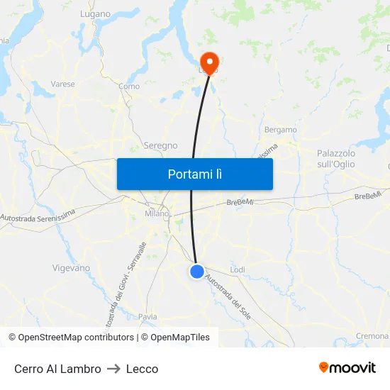 Cerro Al Lambro to Lecco map