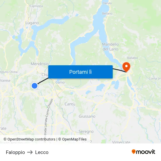 Faloppio to Lecco map