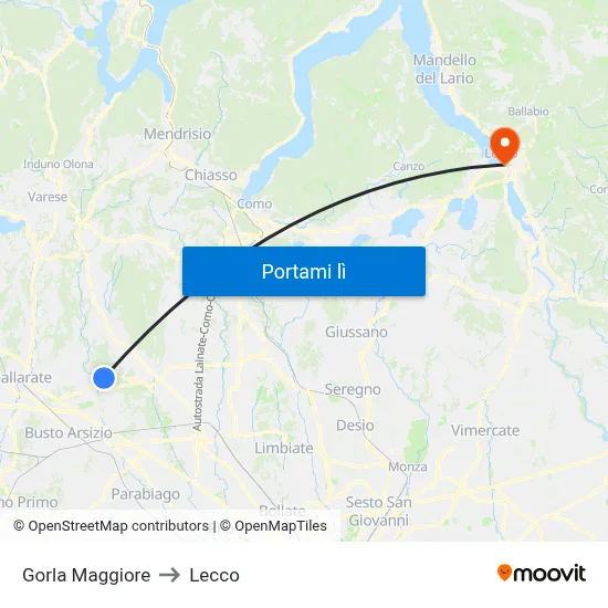 Gorla Maggiore to Lecco map