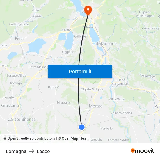 Lomagna to Lecco map