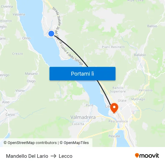 Mandello Del Lario to Lecco map