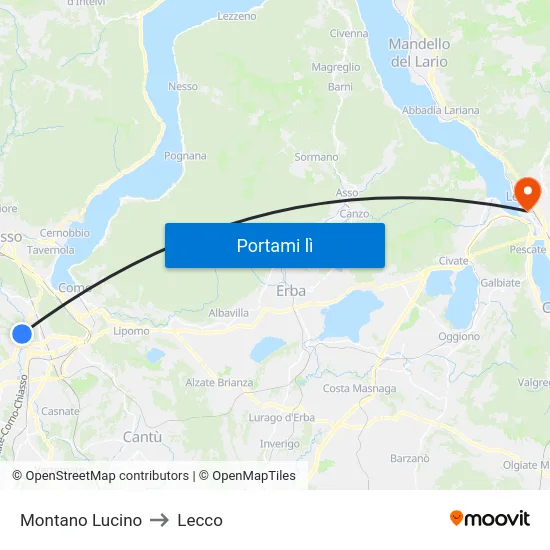 Montano Lucino to Lecco map